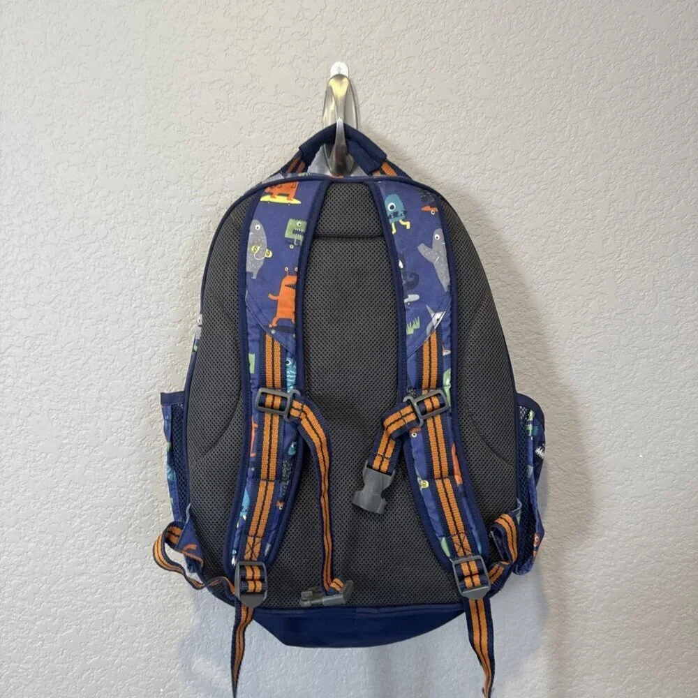Pottery Barn Kids Mackenzie Backpack Blue Monsters Characters School Bag 17”